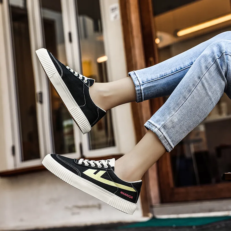Warrior Anti Slip And Wear Resistant Lightweight Low Top Canvas Shoes Unisex Black-6