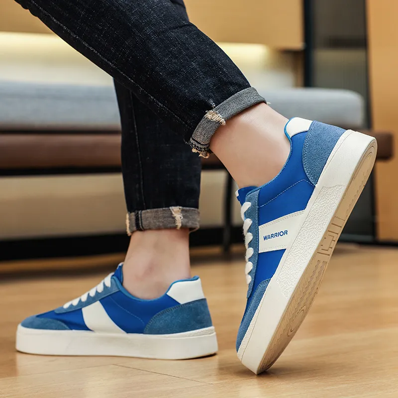 Warrior Anti-Slip And Wear-Resistant Lightweight Low-Top Skateboard Shoes Unisex Royal Blue Beige-5