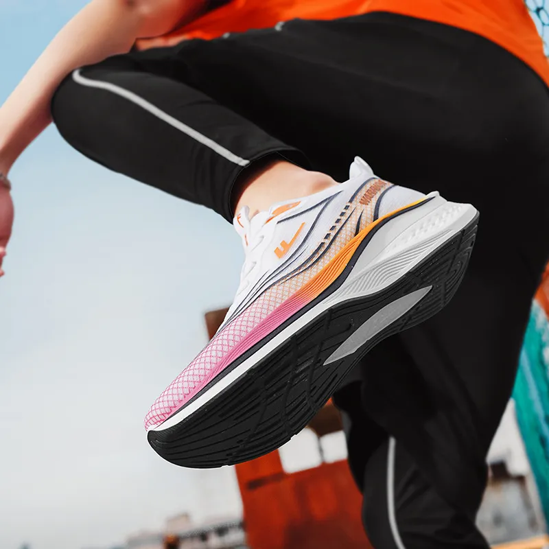 WARRIOR Running Shoes Men Low Top Orange, Pink-4