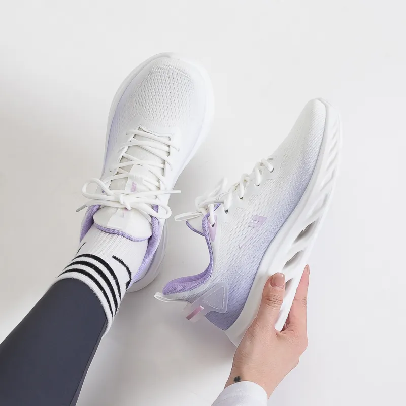 Warrior Lightweight Height Increasing Rebound Low Top Casual Long Distance Running Shoes Women's Purple-2