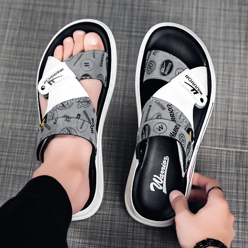 Warrior Casual Chef Shoes Beach Sandals Men's White Gray Black-6
