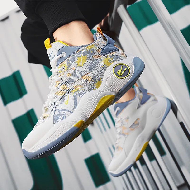 WARRIOR Basketball Shoes Men Mid Top Yellow-9