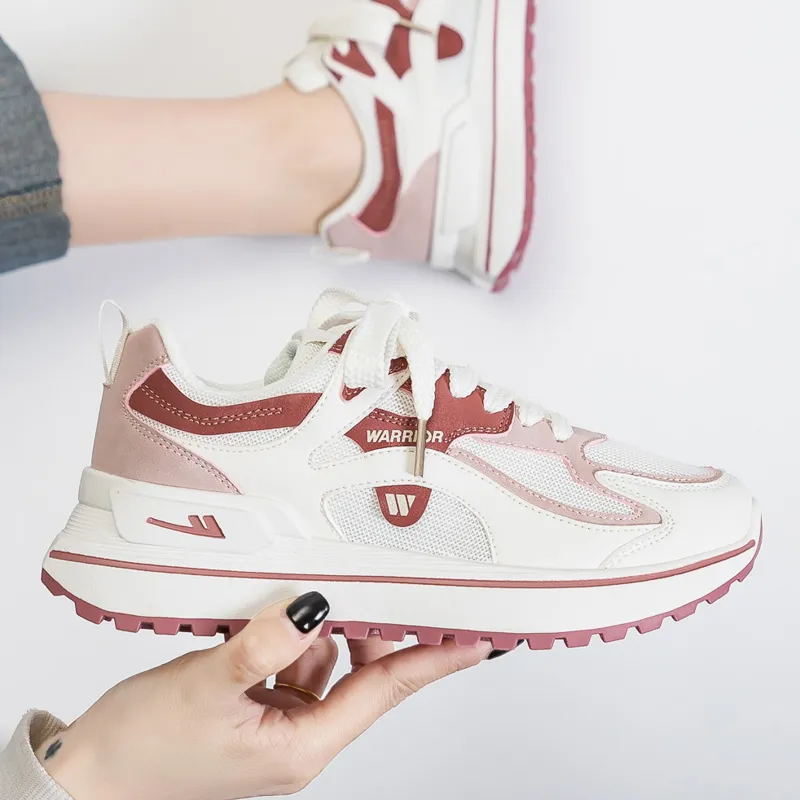 WARRIOR Chunky Sneakers Women's Low Top Red-2