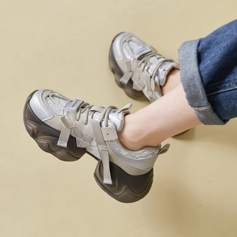DEFINE CHOICE Cushioning Slip Resistant Height Increasing Low Top Chunky Sneakers Women's-5