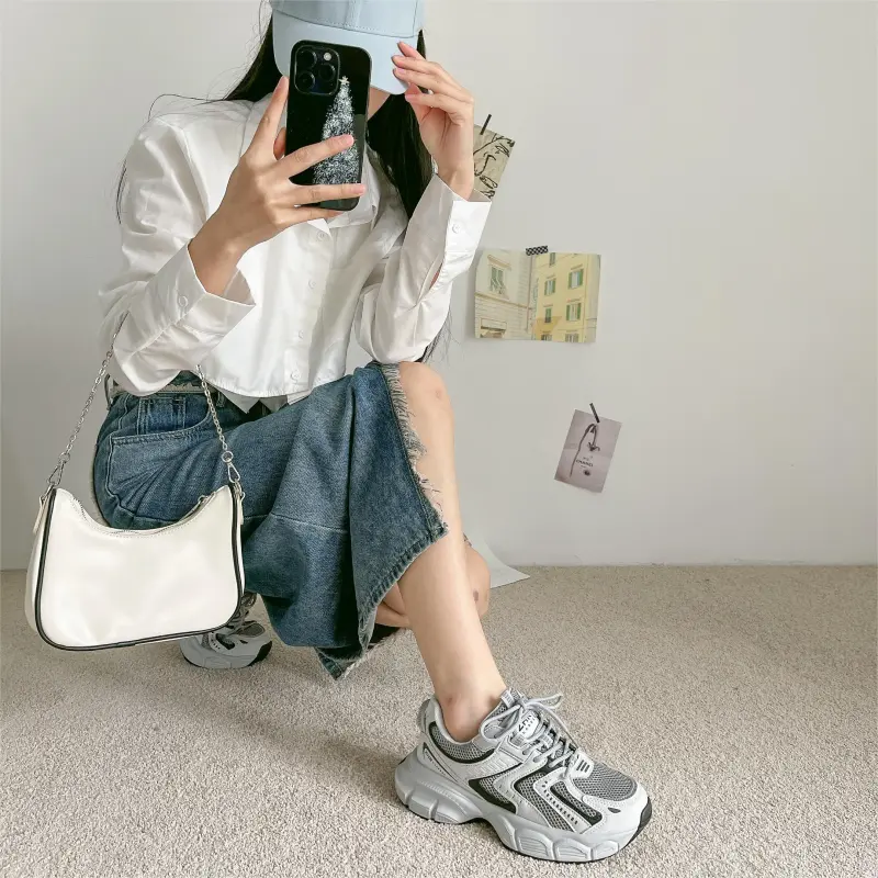 DEFINE CHOICE Cushioning Height Increasing Abrasion Resistant Slip Resistant Low Top Chunky Sneakers Women's-14