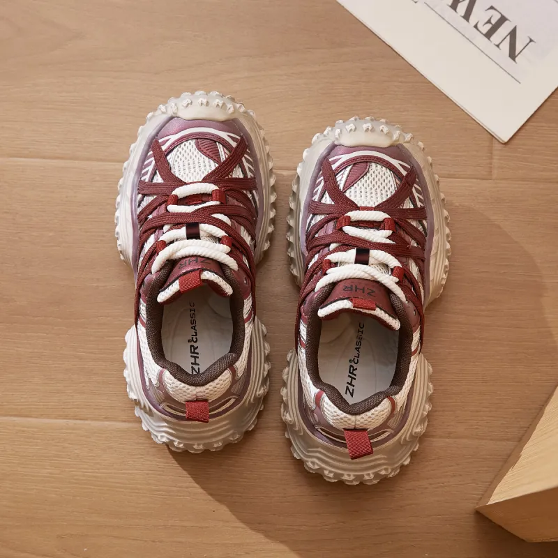 DEFINE CHOICE Abrasion Resistant Height Increasing Breathable Low Top Chunky Sneakers Women's-9