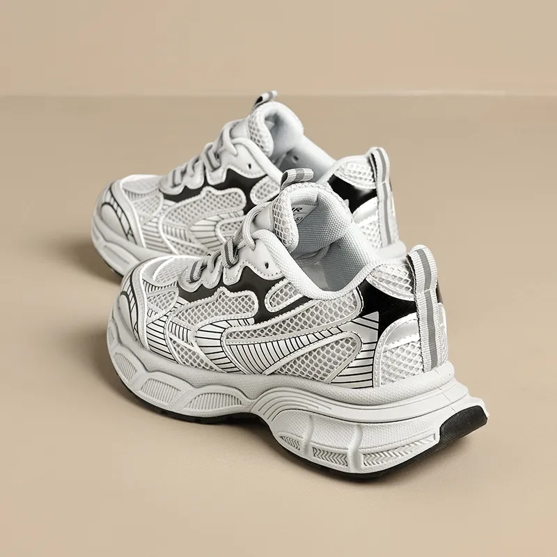 DEFINE CHOICE Low Top Chunky Sneakers Unisex Silver Gray-3