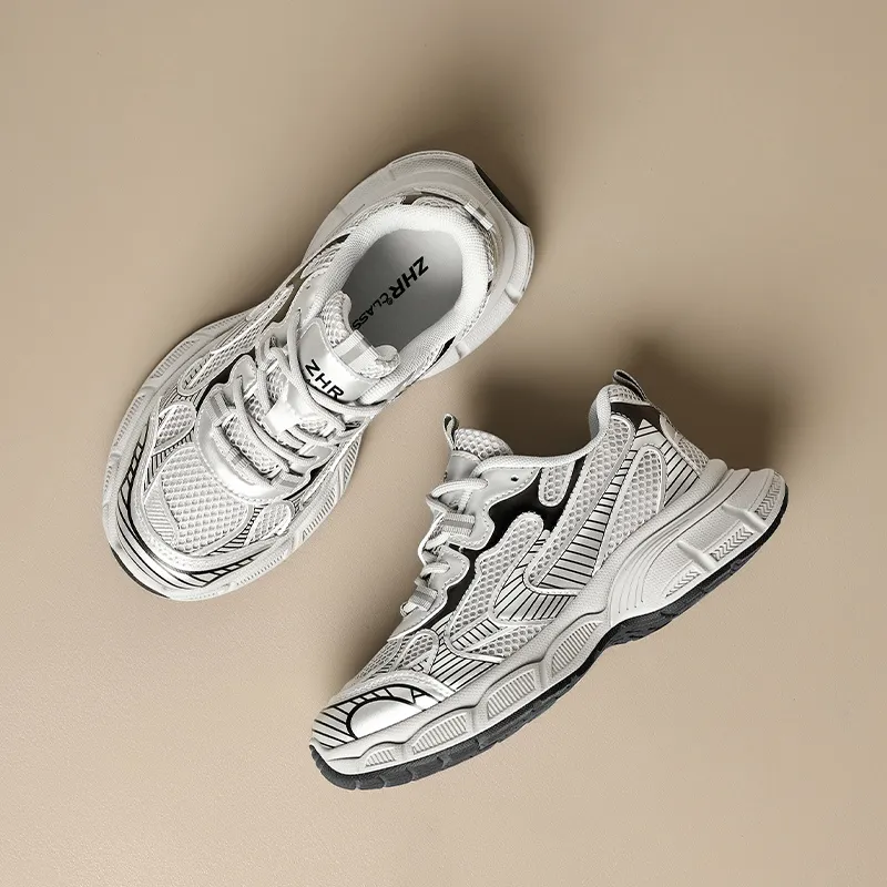 DEFINE CHOICE Low Top Chunky Sneakers Unisex Silver Gray-2