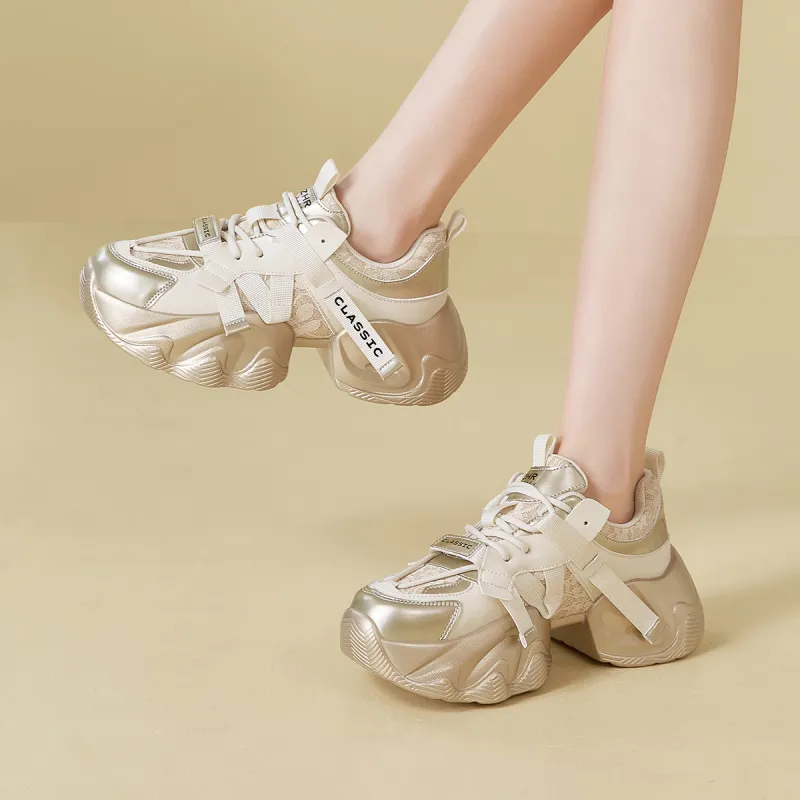 DEFINE CHOICE Cushioning Slip Resistant Height Increasing Low Top Chunky Sneakers Women's-10