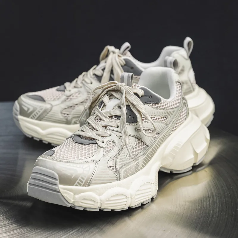 DEFINE CHOICE Low Top Chunky Sneakers Unisex Beige Gold-5