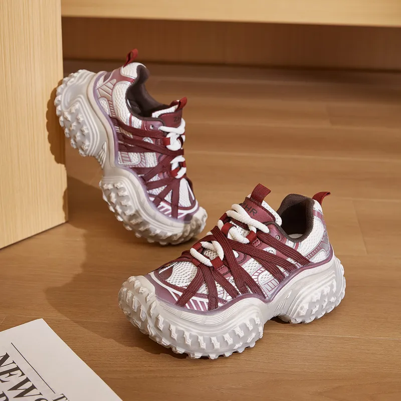 DEFINE CHOICE Abrasion Resistant Height Increasing Breathable Low Top Chunky Sneakers Women's-7
