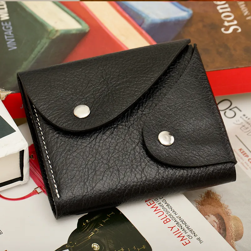 HELIUYUZHOU Top Grain Cow Leather Wallet Unisex Black-3