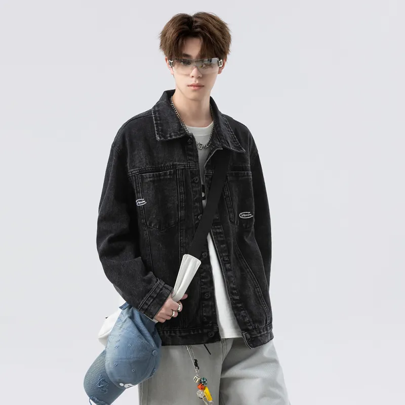 FOR FEAR THAT Denim Jacket Unisex Black Gray-4