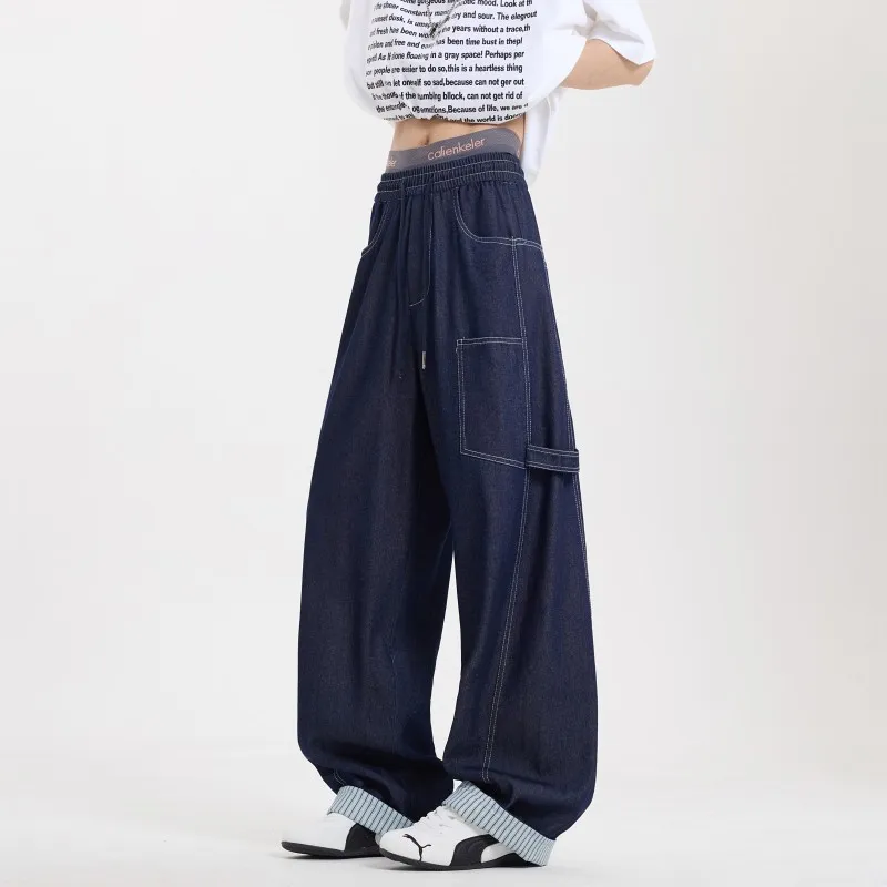 FOR FEAR THAT Casual Pants Unisex Denim Blue-4