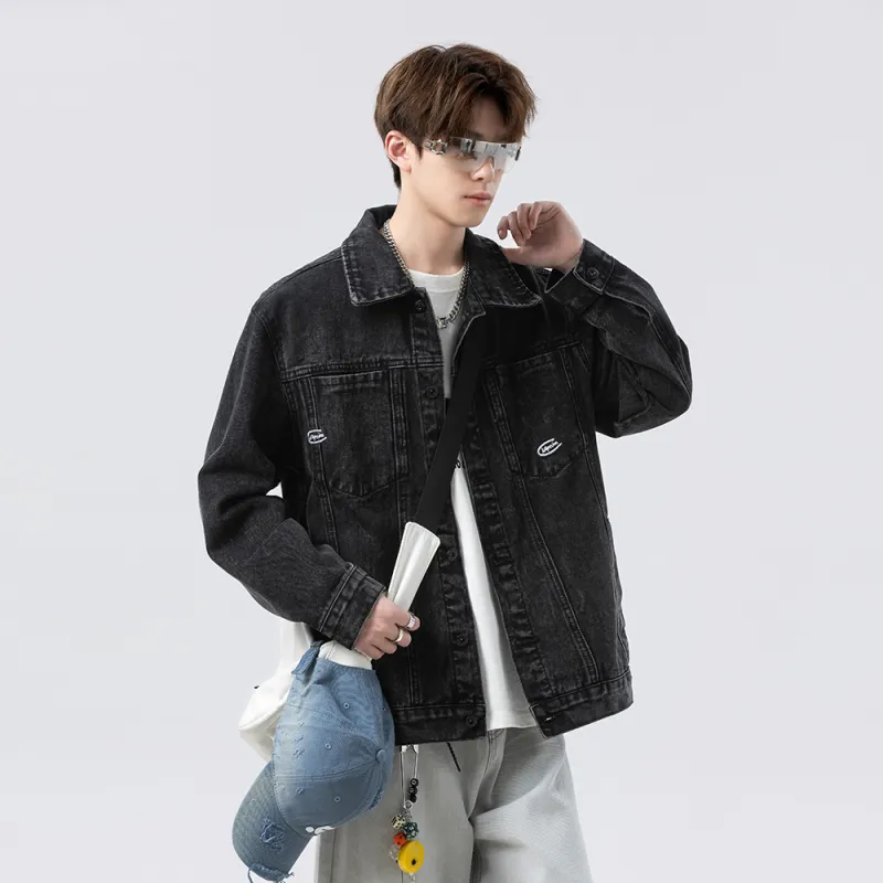 FOR FEAR THAT Denim Jacket Unisex Black Gray-6