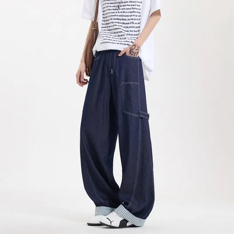 FOR FEAR THAT Casual Pants Unisex Denim Blue-2