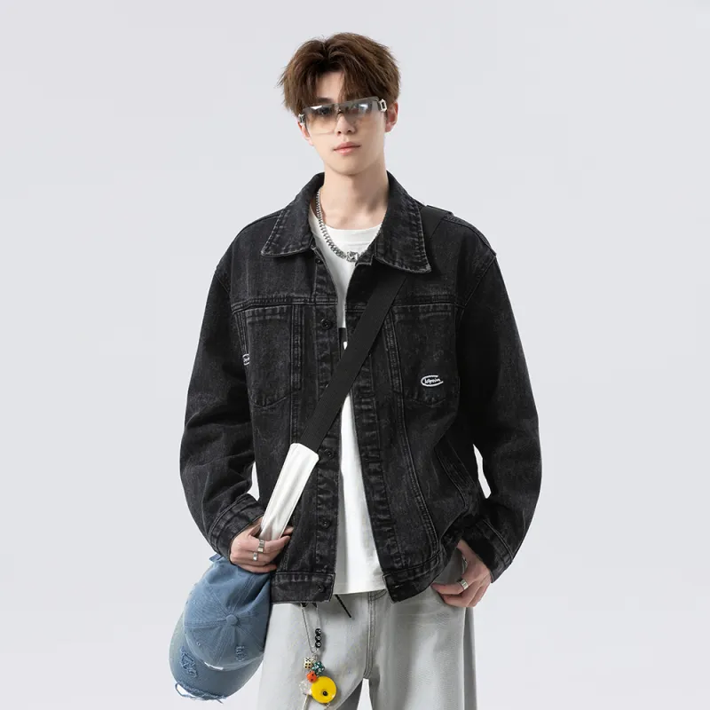 FOR FEAR THAT Denim Jacket Unisex Black Gray-5