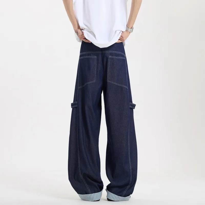 FOR FEAR THAT Casual Pants Unisex Denim Blue-3