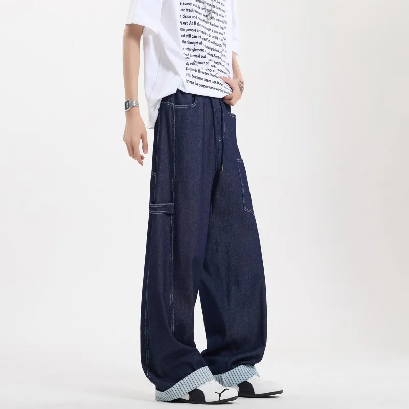 FOR FEAR THAT Casual Pants Unisex Denim Blue-5