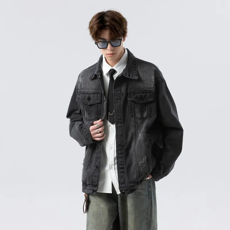 FOR FEAR THAT Denim Jacket Unisex Black Gray-2