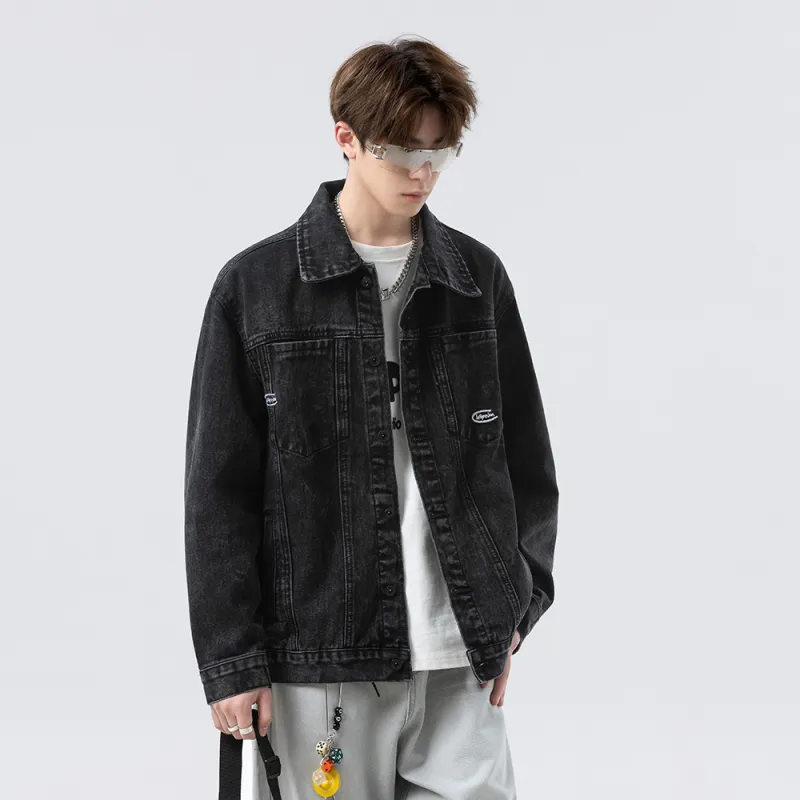 FOR FEAR THAT Denim Jacket Unisex Black Gray-2