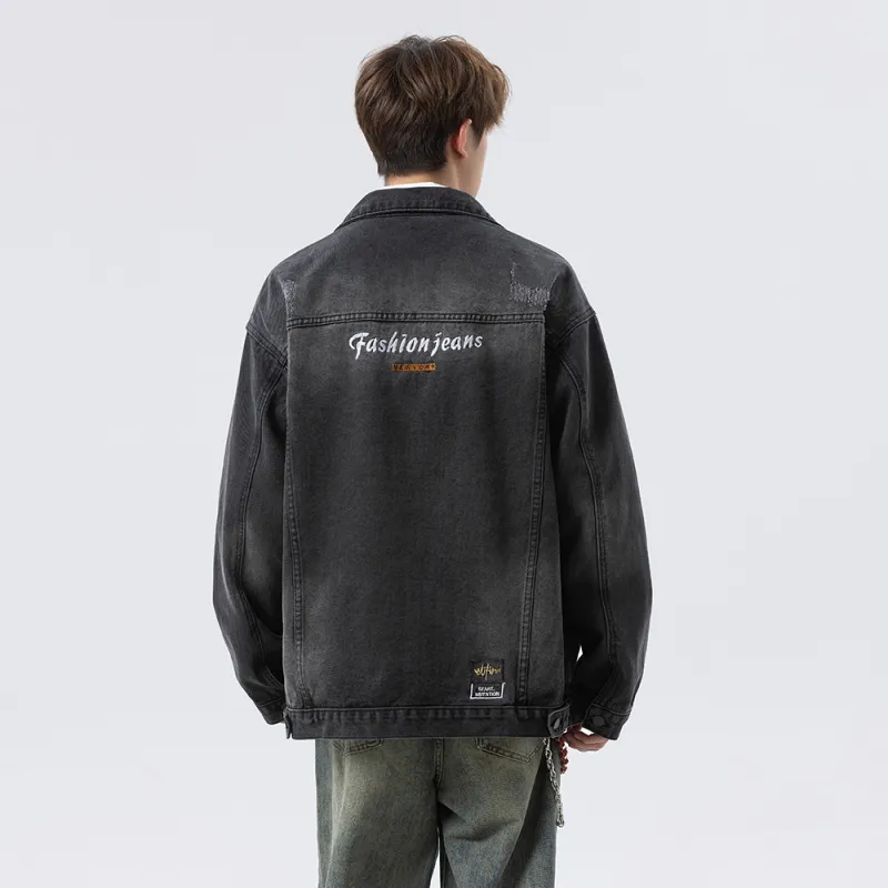 FOR FEAR THAT Denim Jacket Unisex Black Gray-4
