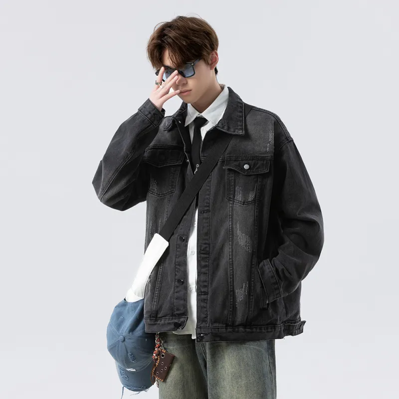 FOR FEAR THAT Denim Jacket Unisex Black Gray-3