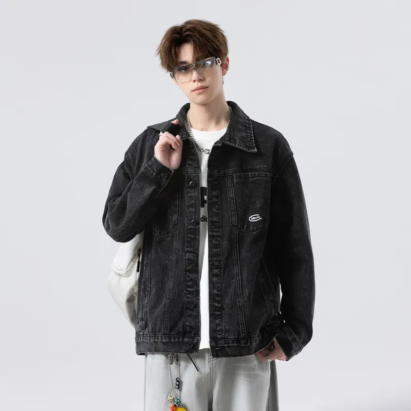 FOR FEAR THAT Denim Jacket Unisex Black Gray-3