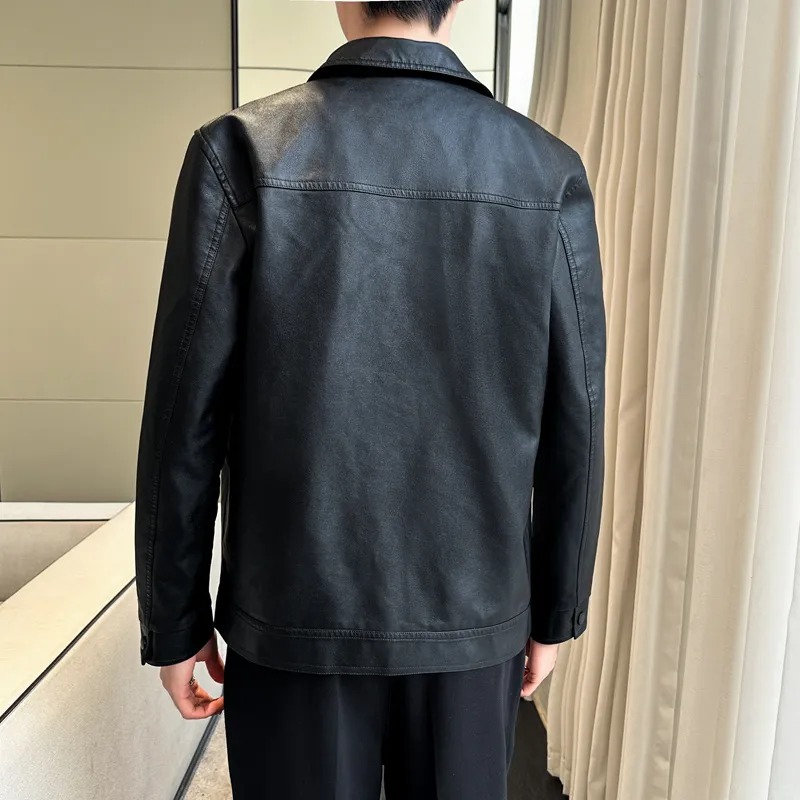 FOR FEAR THAT Leather Jacket Unisex Premium Black Versatile Casual-6