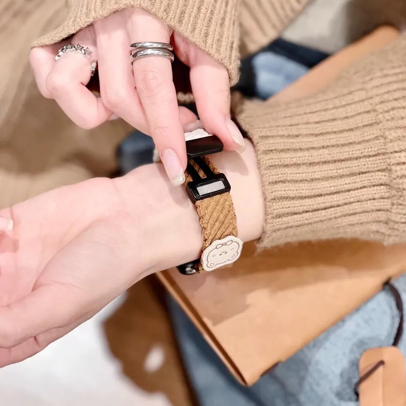 IBOANN Xiaomi Compatibility Watch Band Corduroy Material-4