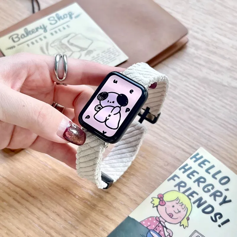 IBOANN Xiaomi Compatibility Watch Band Corduroy Material-7