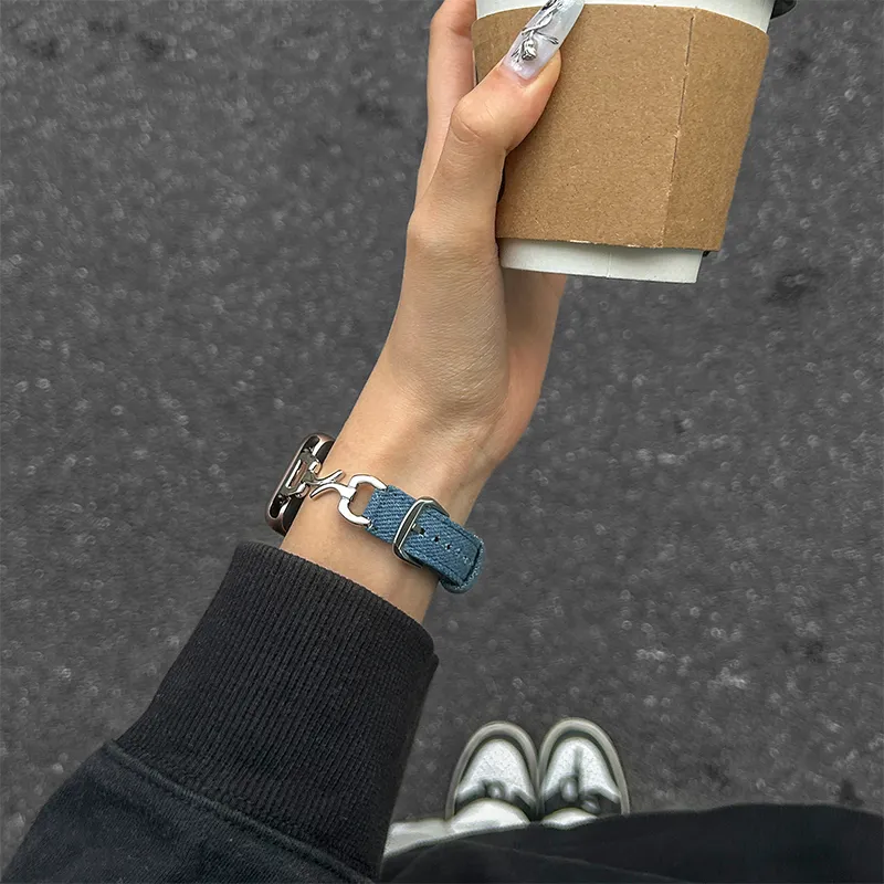 IBOANN Watch Band Xiaomi Compatibility Denim Material-19