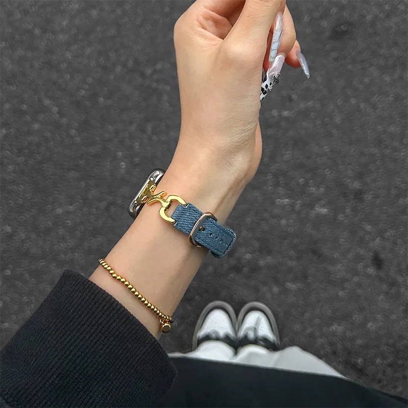 IBOANN Watch Band Xiaomi Compatibility Denim Material-6