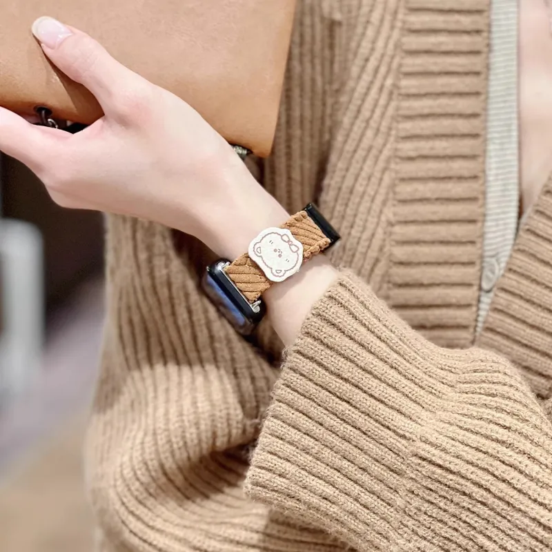 IBOANN Xiaomi Compatibility Watch Band Corduroy Material-3