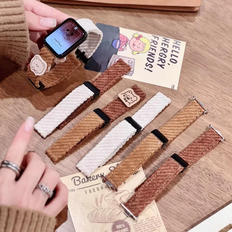IBOANN Xiaomi Compatibility Watch Band Corduroy Material-5