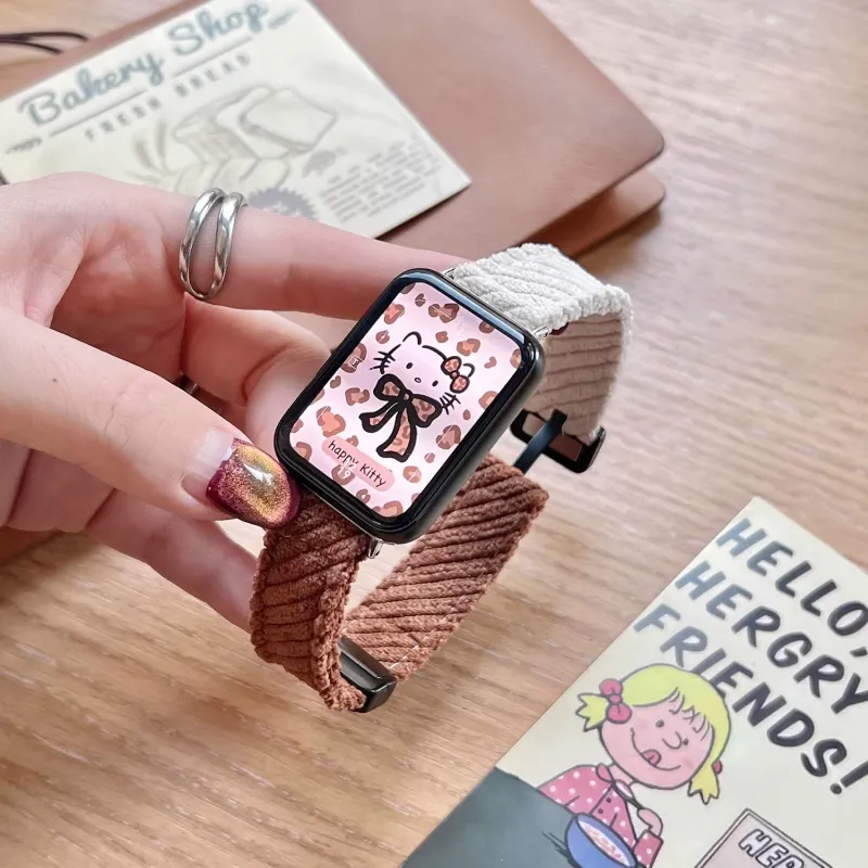IBOANN Xiaomi Compatibility Watch Band Corduroy Material-9