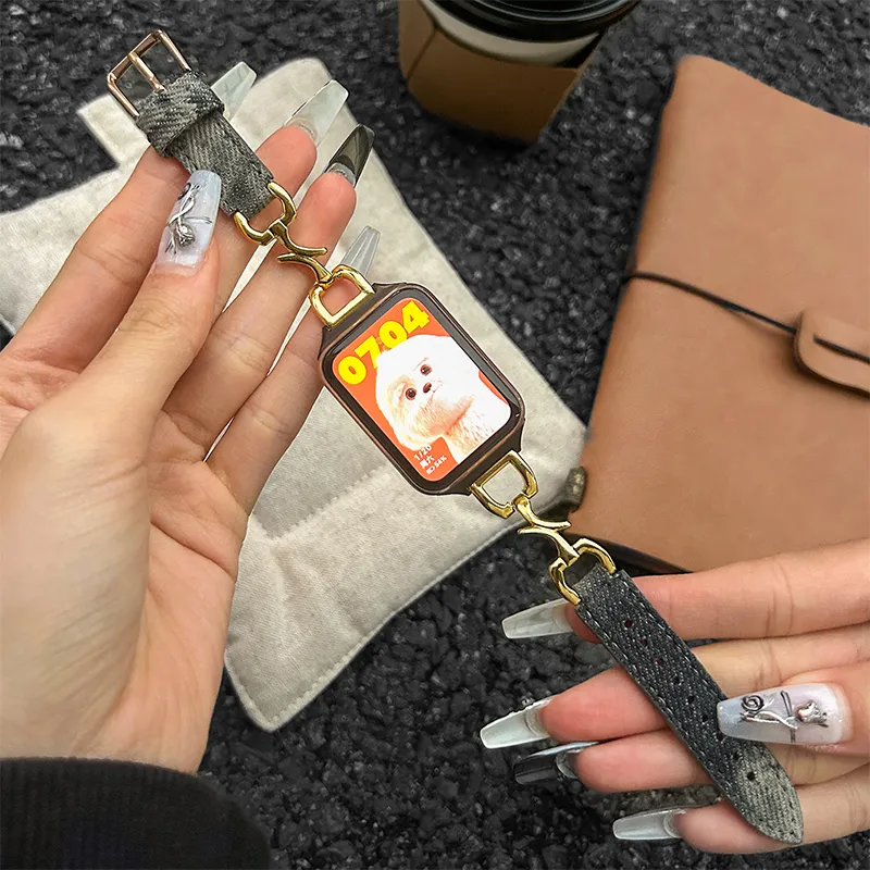 IBOANN Watch Band Xiaomi Compatibility Denim Material-11