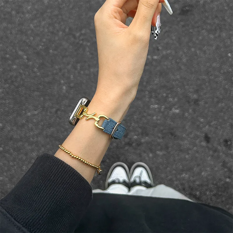 IBOANN Watch Band Xiaomi Compatibility Denim Material-7