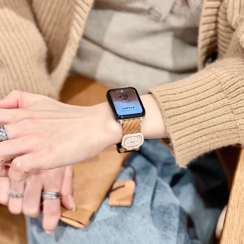 IBOANN Xiaomi Compatibility Watch Band Corduroy Material-2