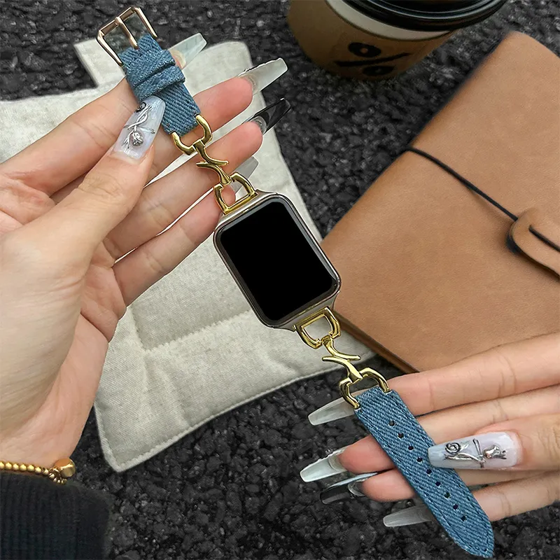 IBOANN Watch Band Xiaomi Compatibility Denim Material-5