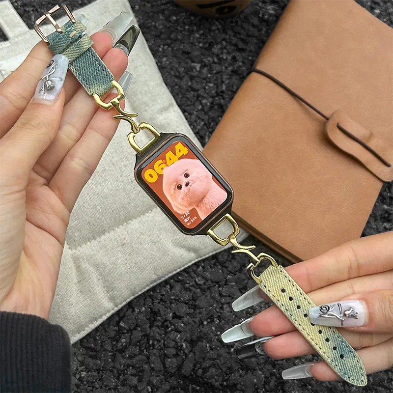 IBOANN Watch Band Xiaomi Compatibility Denim Material-9
