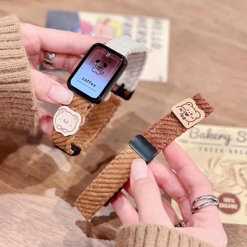 IBOANN Xiaomi Compatibility Watch Band Corduroy Material-1