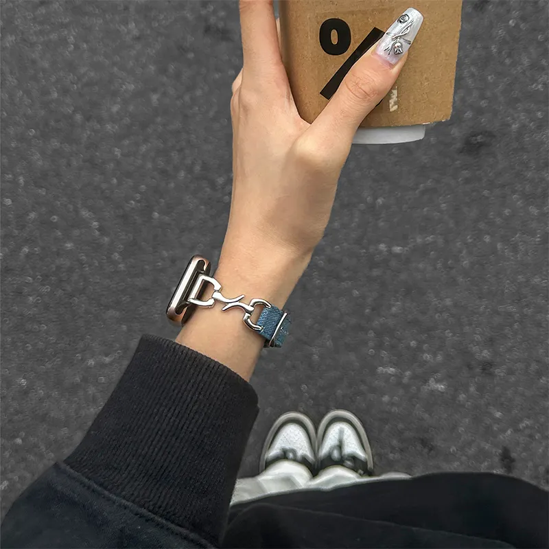 IBOANN Watch Band Xiaomi Compatibility Denim Material-18