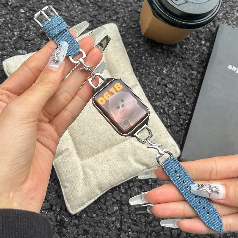 IBOANN Watch Band Xiaomi Compatibility Denim Material-17