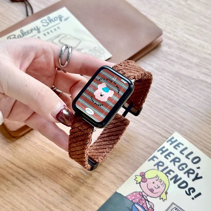 IBOANN Xiaomi Compatibility Watch Band Corduroy Material-11