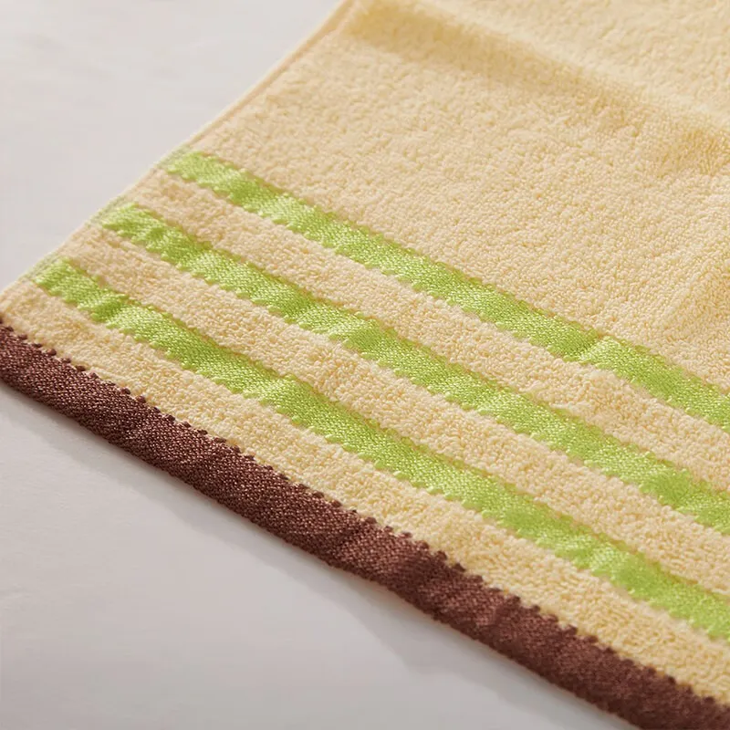 Fu Anna Absorbent, Soft, Xinjiang Cotton Towel, Square Face Towel, Two Piece Set/White+Yellow-3