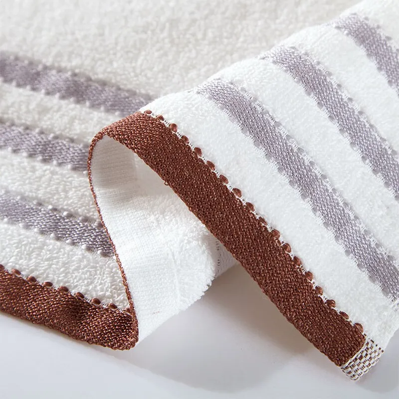 Fu Anna Absorbent, Soft, Xinjiang Cotton Towel, Square Face Towel, Two Piece Set/White+Yellow-5