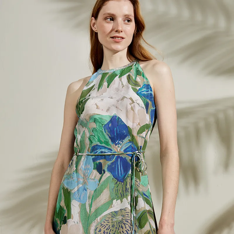 LILIXIUKE Sleeveless Dress Women's Oil Painting Print-3