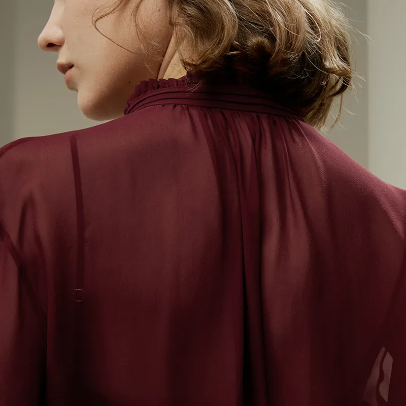 LILIXIUKE Shirt Women's Ox Blood Red-3