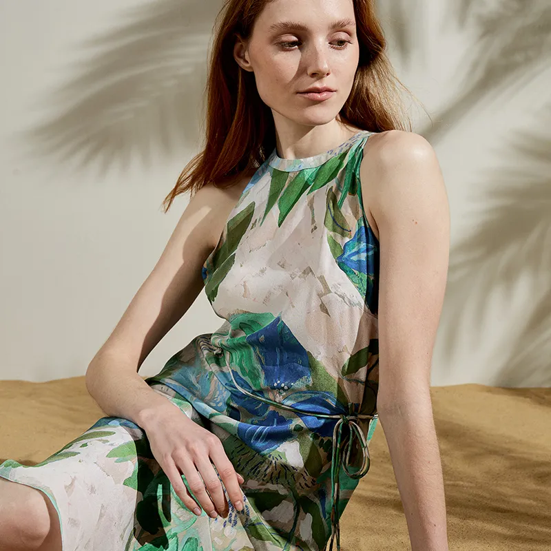 LILIXIUKE Sleeveless Dress Women's Oil Painting Print-4